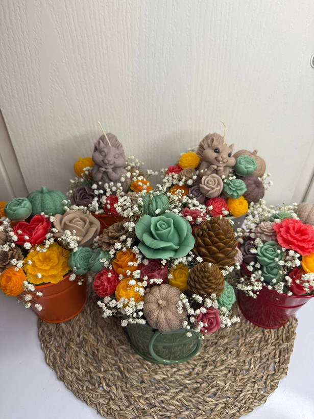 باکس شمع طرح گل پاییزی