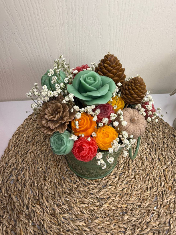 باکس شمع طرح گل پاییزی