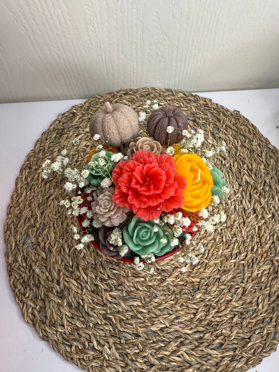 باکس شمع طرح گل پاییزی