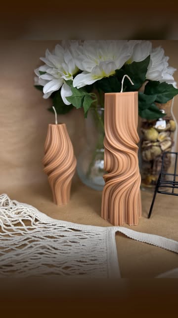 ست شمع شیاردار موج ساحل و آبشاری