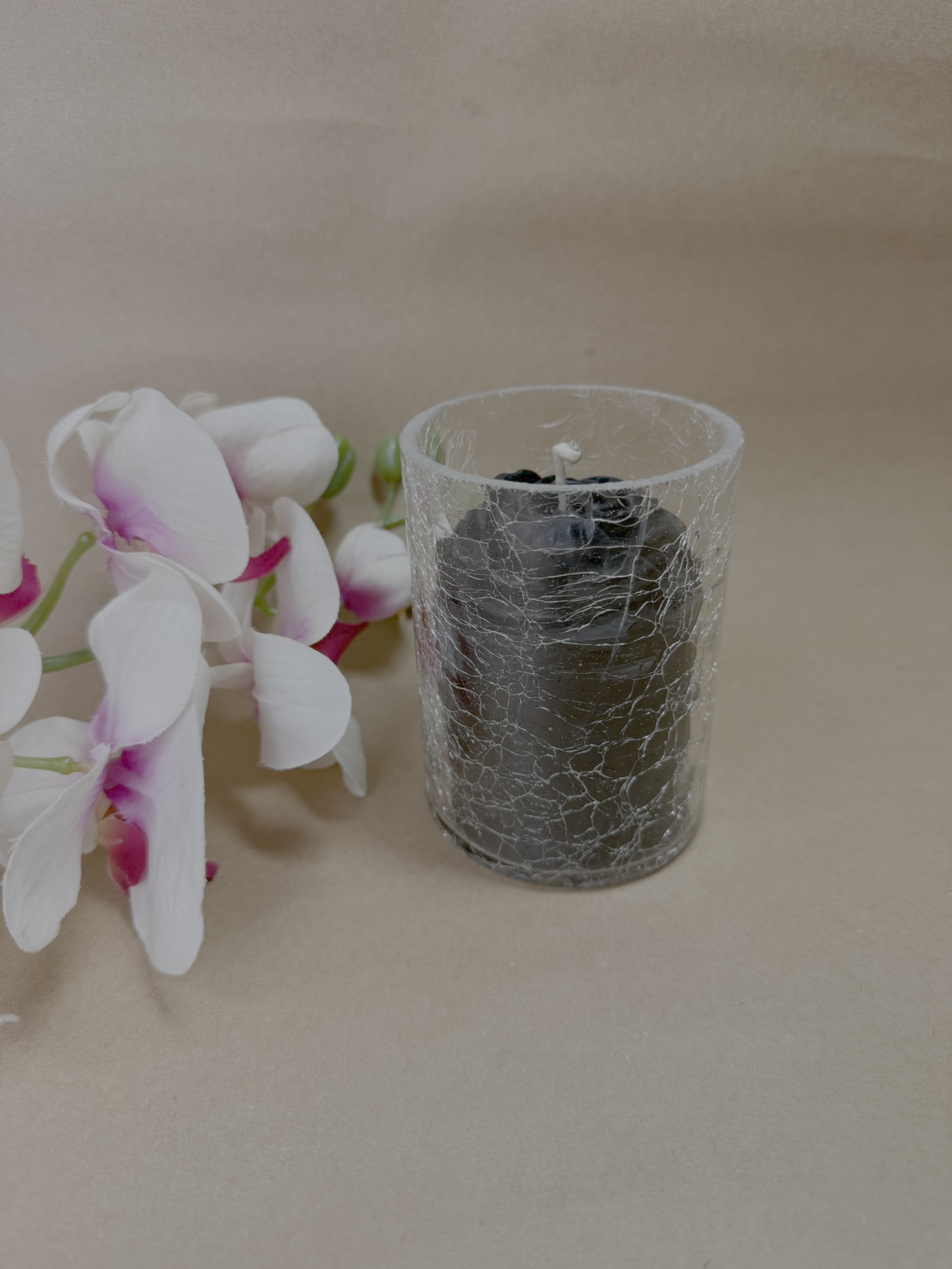 شمع مشکی گل دار لیوان ترک معطر