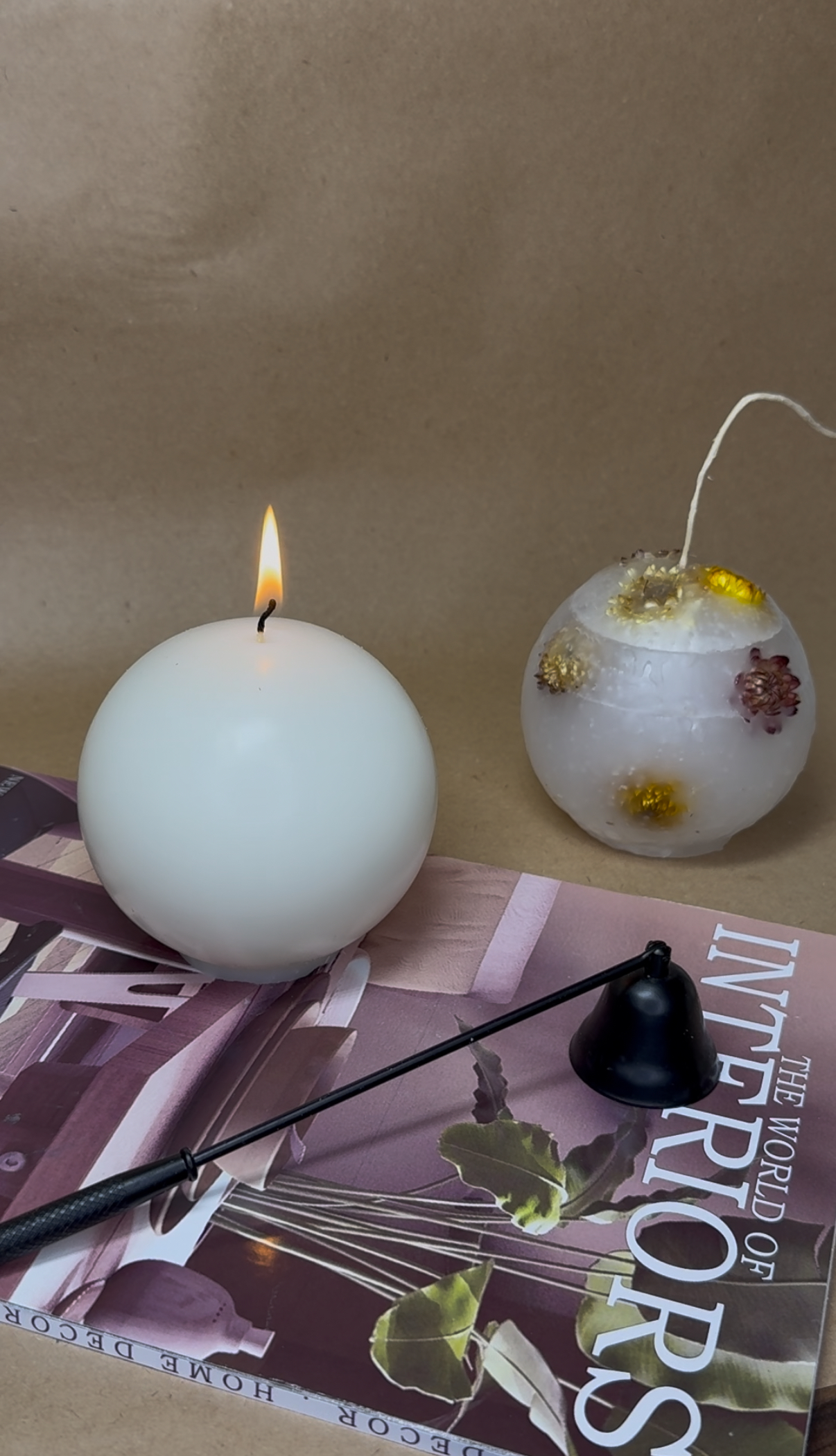 شمع گوی بهاری با گل طبیعی